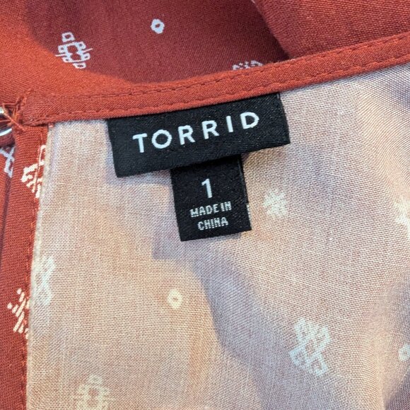 Torrid Skater Dress Orange Black Southwestern Style Mini Challis Plus Size 1 - Picture 8 of 12